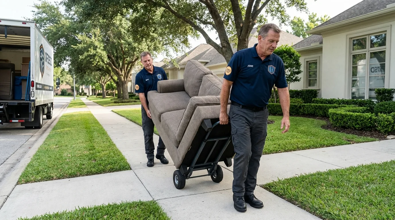 Local residential moving crew loading furniture in Abington, MA